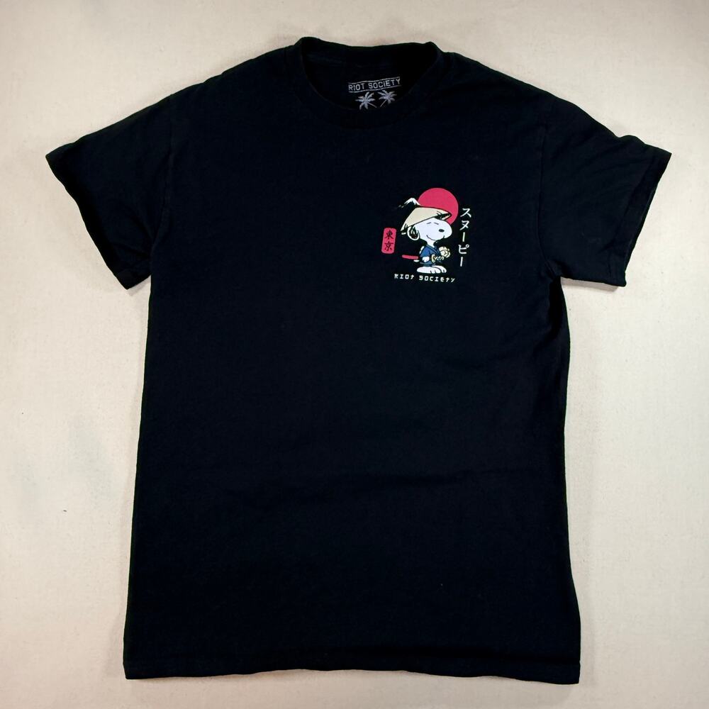 Riot Society Snoopy Samurai Tokyo Graphic T-Shirt Black Men's Size Small